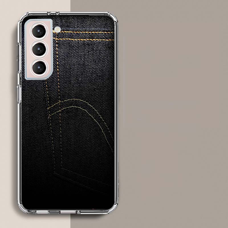 Стильный Джинсовый Чехол для Телефона Для Samsung Galaxy S25 Edge S24 S23 FE S21 S20 S10 Plus S22 S26 Ultra Чехол Прозрачные Чехлы ТПУ C