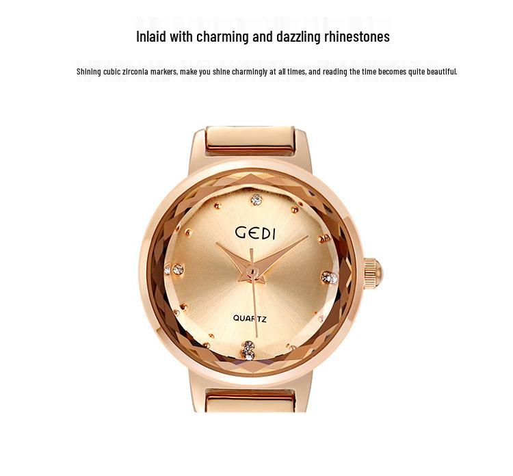 Gedi Fashion Градиентный циферблат Женские джинсовые часы-цепочка Водонепроницаемые кварцевые часы