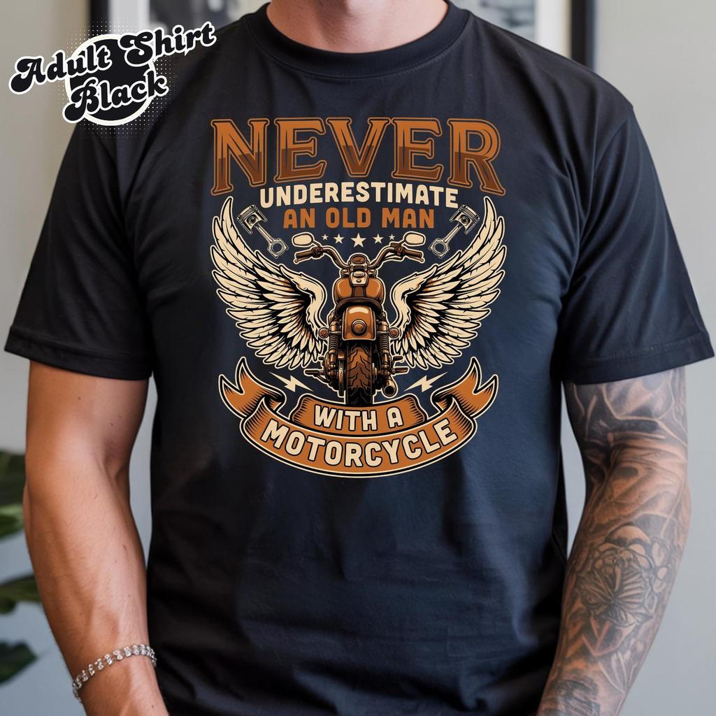 Never Underestimate an Old Man on Motorcycle Biker shirt, Old Man Rider Gift For Dad Grandpa, Retired Biker shirt, Vintage Motorcycle Rider