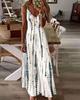 2023 Summer Tie-Dye Print Spaghetti Strap Maxi Dress - European & American Style