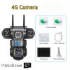 LS VISION Solar 4G Camera With Sim Card 12MP 6K Three Lens Three Screen Monitor Night Vision Security Protection PTZ Video Surveillance