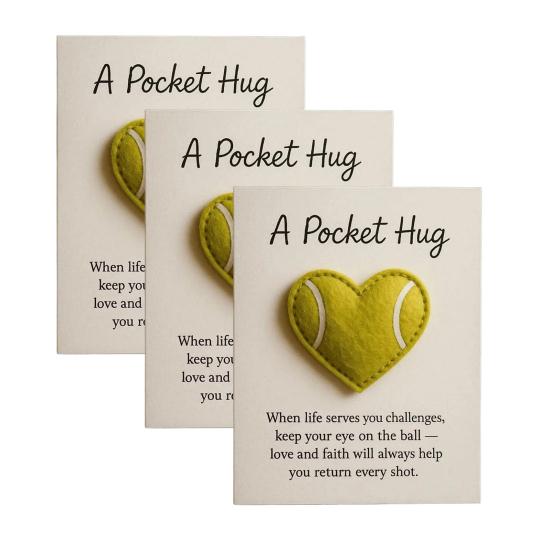 1/2/3Pcs Love Heart Tennis Pocket Hug with Positive Card Emotional Support Heart Shaped Ball