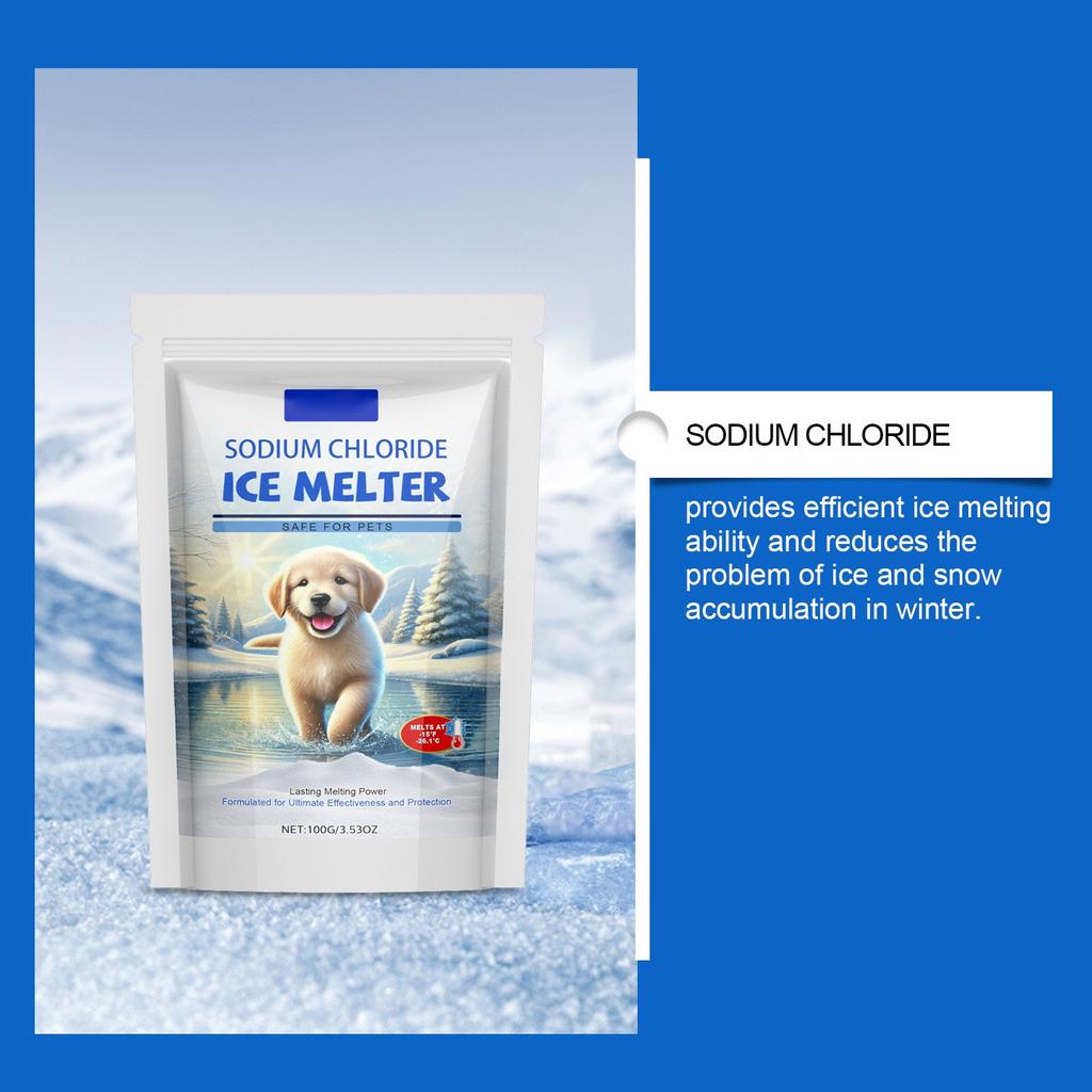 Pet Safe Ice Melting Suitable For Concrete Ice Melting Pet Friendly For Snow Removal & Icing Portable Bag,100g