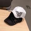 Fashion Butterfly Rhinestone Baseball Cap Women Summer Silk Satin Visor Sun Hat Leisure Adjustable Lady Snapback Caps