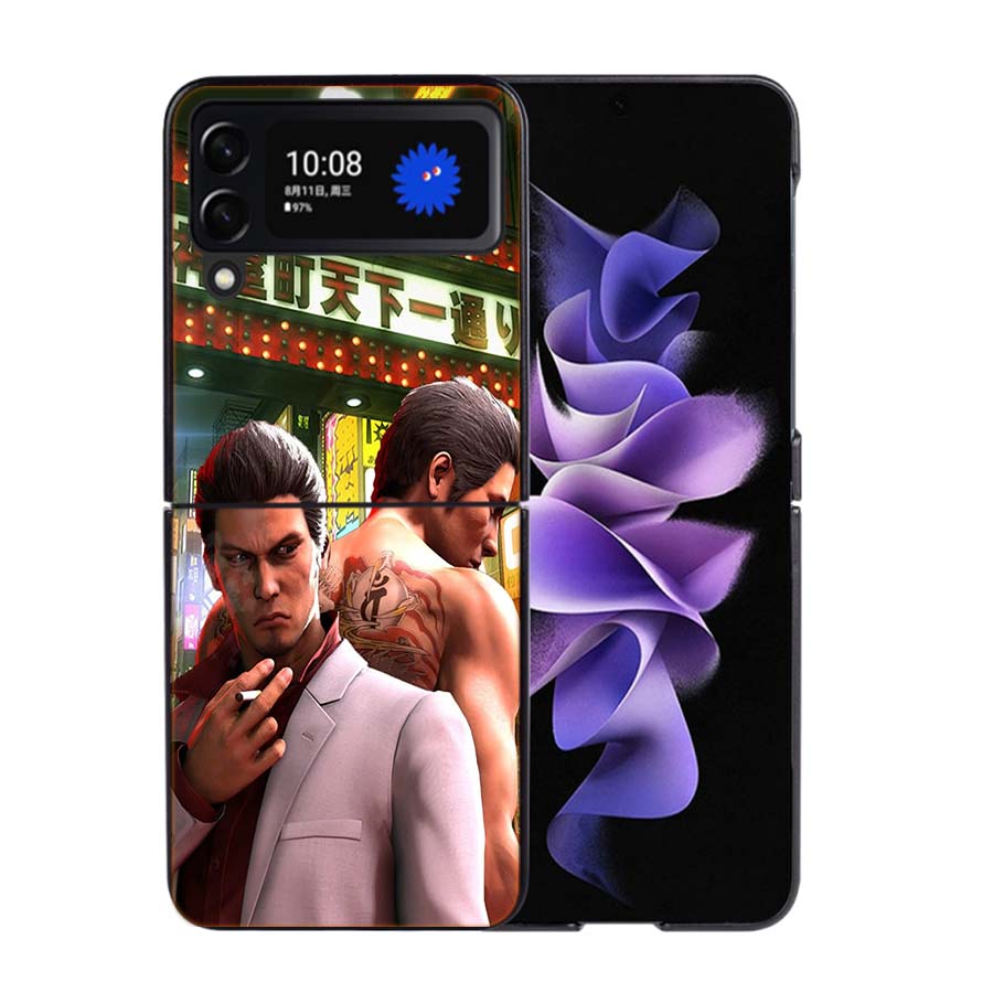 Чехол для телефона игры Yakuza 0 для Samsung Z Flip 7 6 5G Galaxy Z Flip4 Z Flip5 Z Flip3 Черный Жесткий ПК Корпус Защитная Крышка