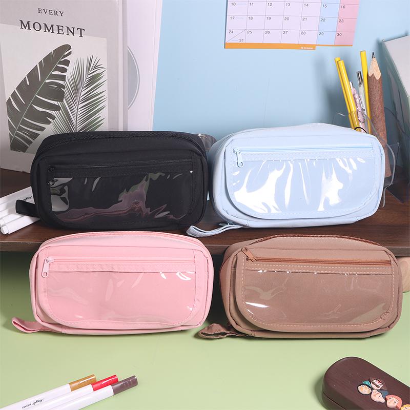 Многослойная портативная большая вместительная сумка для карандашей прозрачная эстетичная сумка для карандашей на молнии канцелярские принадлежности для школьников подарки