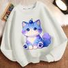 Children's Fashionable Cartoon Kitten Hoodie for Autumn and Winter, Casual Long-sleeved Round-neck Top for Boys and Girls