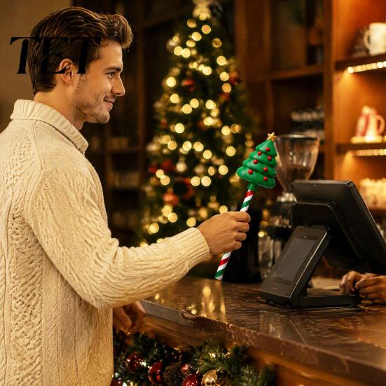 Tap to Pay Card Holder Christmas Tap-to-Pay Wand, 3D Printed Credit with Candy Unique Secret Santa Gift Cane Handle, Contactless Payment Stick