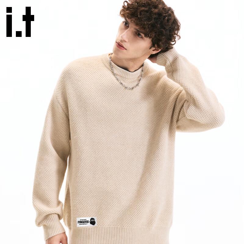 Fingercroxx IT Men's Warm Round Neck Pineapple Texture Sweater