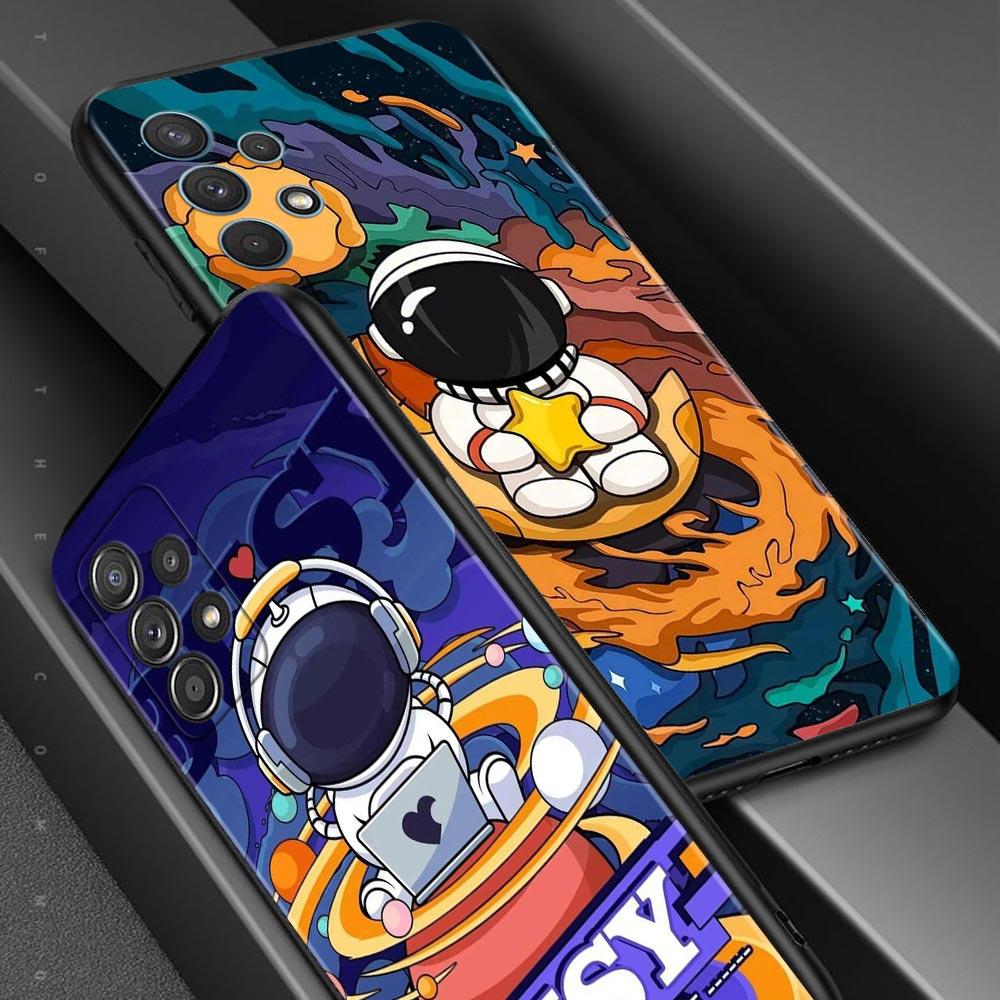 Чехол с милым мультяшным астронавтом для Samsung Galaxy A51 A71 A01 A11 A21 A21s A31 A41 A72 A52 A42 A32 A22 A12 A02 A02s F42