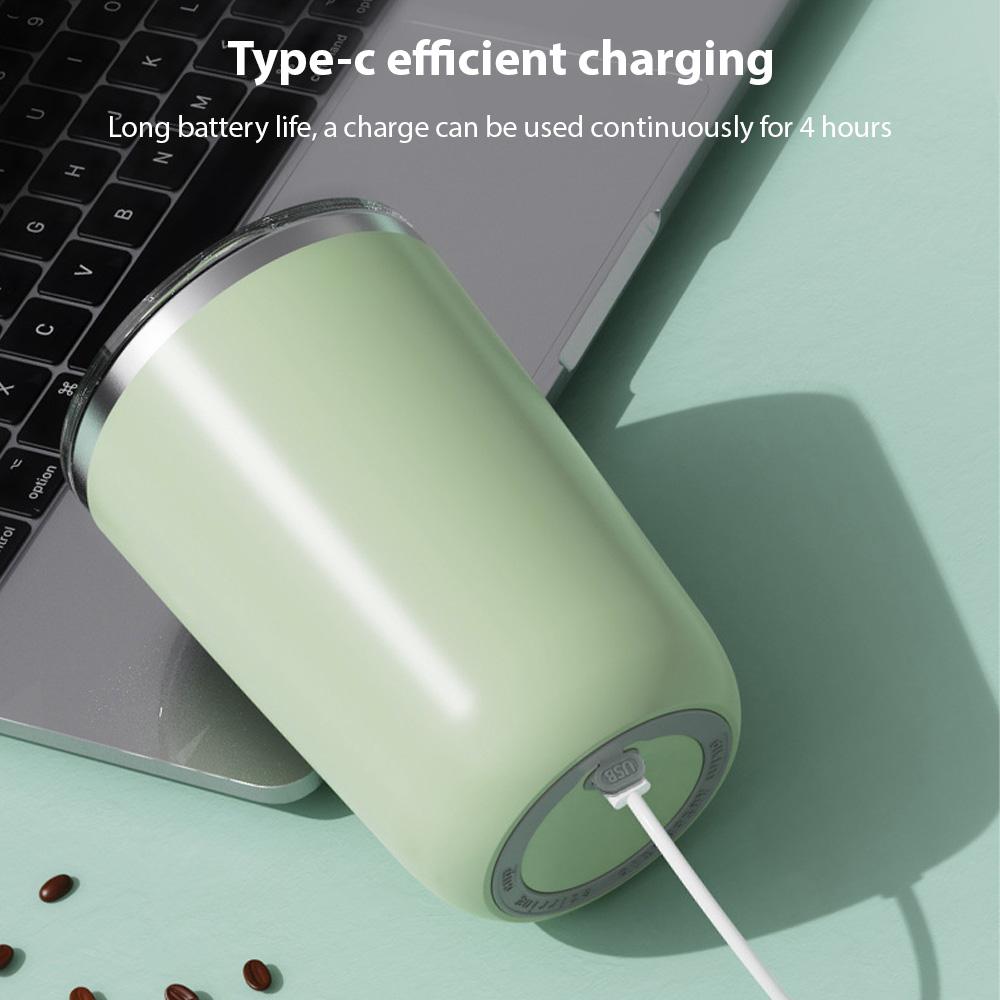 350ml Self Stirring Mug Rechargeable Non-axial Magnetic Coffee Mixing Cup with Lid 304 Stainless