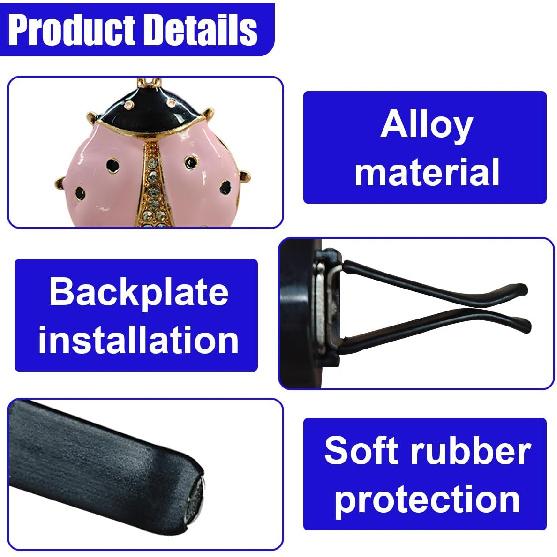 2PCS Ladybug Car Dashboard Air Vent Trim Clips, Alloy Animal Auto Air Outlet Clip Decoration, Cute Car Interior Diffuser Vent Clip Accessories for