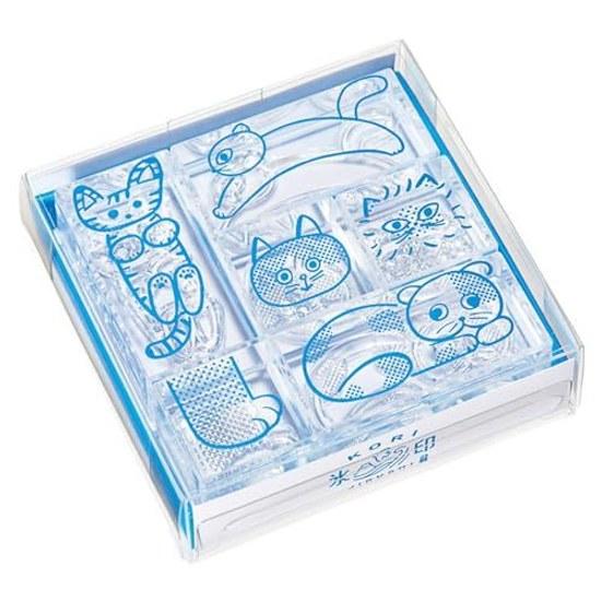 King Jim Stamp Transparent Ice Mark 6-Piece Set Cat CLSS-005