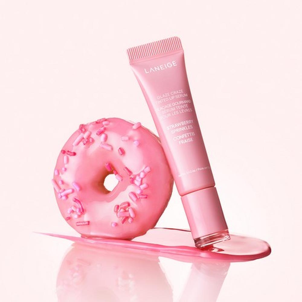 LANEIGE Сыворотка для губ с тинтом Glaze Craze 12 г - Клубничный десерт - Увлажняющий глянцевый уход за губами, Корейская
