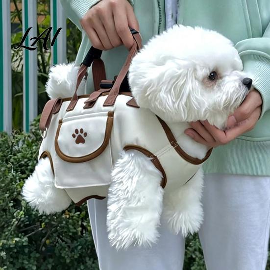 Adjustable Shoulder Bag for Pets Portable Pet Carrier Breathable Crossbody 2-in-1 Horizontal Carrier Oxford Fabric Travel Tote Leash Style