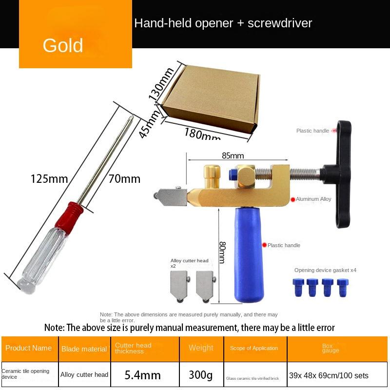 2 In 1 Glass Cutter Set Manual Tile Diamond Cutter Slicer Roller High-Strength Ceramic Cutting Tile Opener Construction Tools