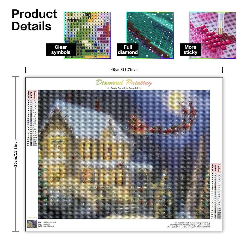 5D DIY Алмазная картина Вышивка Рождественский дом Пейзаж Мозаика Картина Декор из стразов для дома 30x40 см/12x16 дюймов