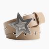 Fashion Womens Leather Belt With Star Pattern And Metal Buckle For Casual And Office Wear