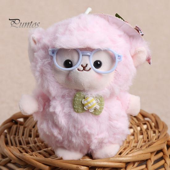 Aesthetic Keychain Gift Plush Sheep Doll Pendant for Bags And Keys, Soft Curly Stuffed Animal Waxy with Bow Glasses Accessories, Cute Hanging Ornament