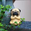 Yousheng Yoga Meditation Dog Ornament Sitting Pug Figurine Statue Animal Sculpture Indoor Outdoor Garden Home Office Desktop Decoration