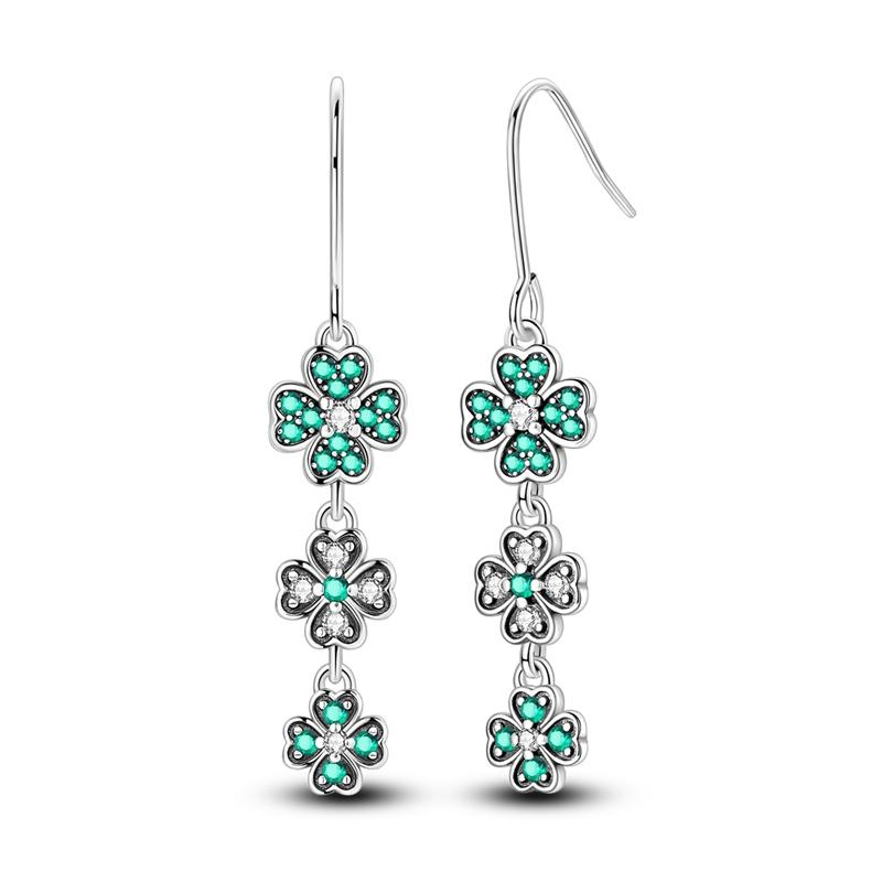 925 Silver Earrings Shining Zircon Cherry Rainbow Flower Mushroom Iris Flower Hoop Earring for Women Party Jewelry Gift