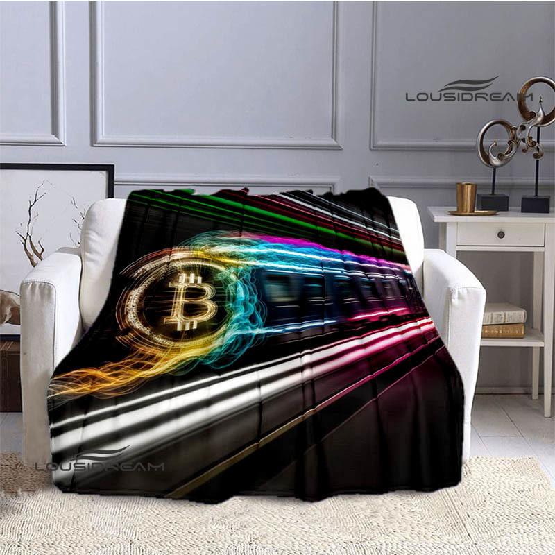 Bitcoin Fashion Printed Blanket Kids Warm Blanket Flannel Soft Cozy Blanket Sofa Bed Blanket Travel Blanket Birthday Gift