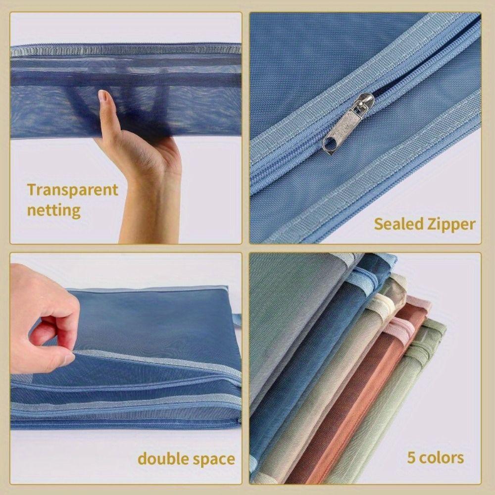 A4 Mesh Zipper Pouch Simple Stationery Organizer Pouch ID Card Storage Handbag  Student Gift