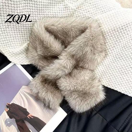 Cold Weather Thermal Wrap Faux Fur Collar Scarf for Women, Plush Neck Warmer Scarf, Fluffy Soft Velvet Scarves, Thanksgiving Christmas Fashion