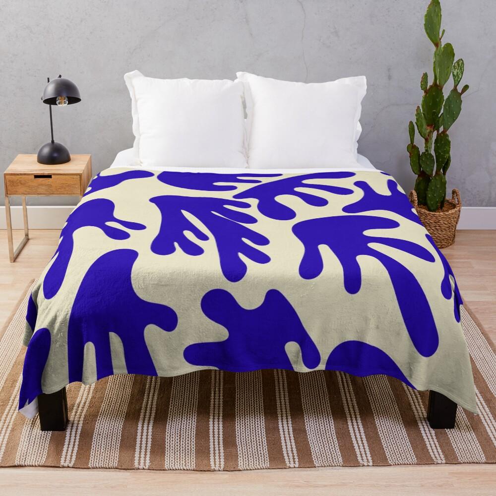 Classsic Blue Matisse Pattern Throw Blanket