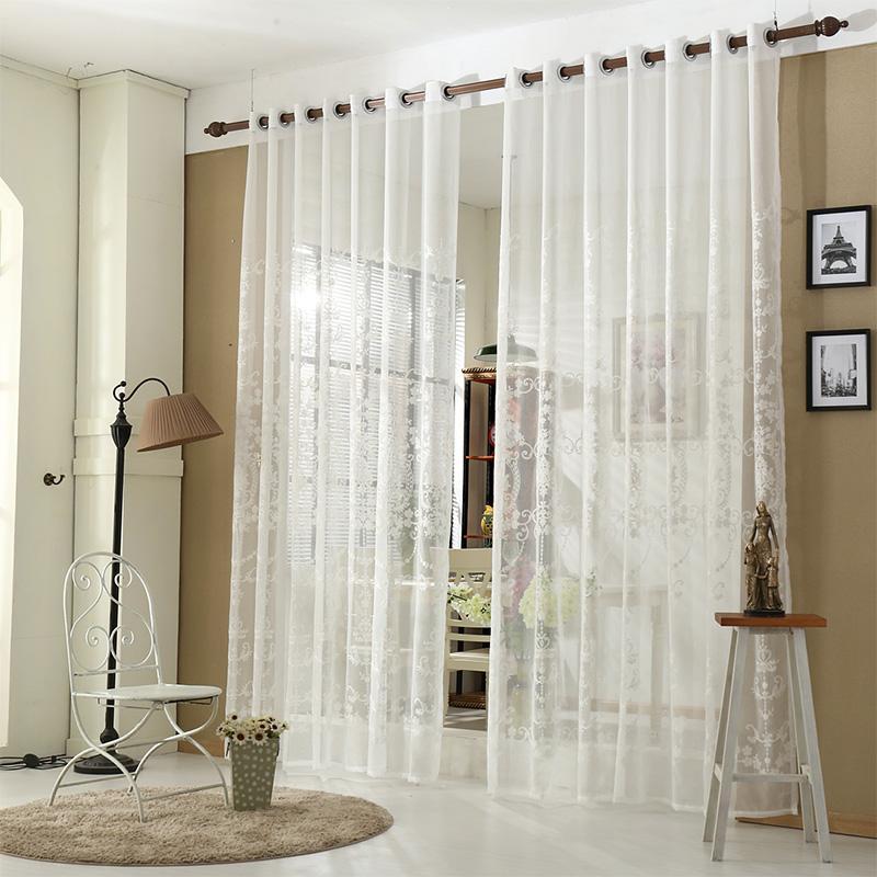 Элегантные французские кружевные вышитые прозрачные шторы | Романтичный цветочный дизайн, легкая полиэстеровая марля для гостиной, балкона, эркерных окон и дверных проемов