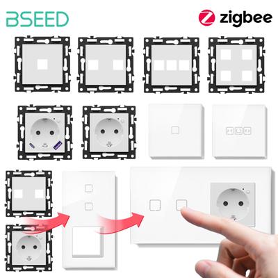 BSEED Zigbee Модуль Переключателей Стеклянная Панель Сенсорные Переключатели USB C Розетка для Зарядки Телефона Порт Умная Функциональная Кнопка EU Розетки Части