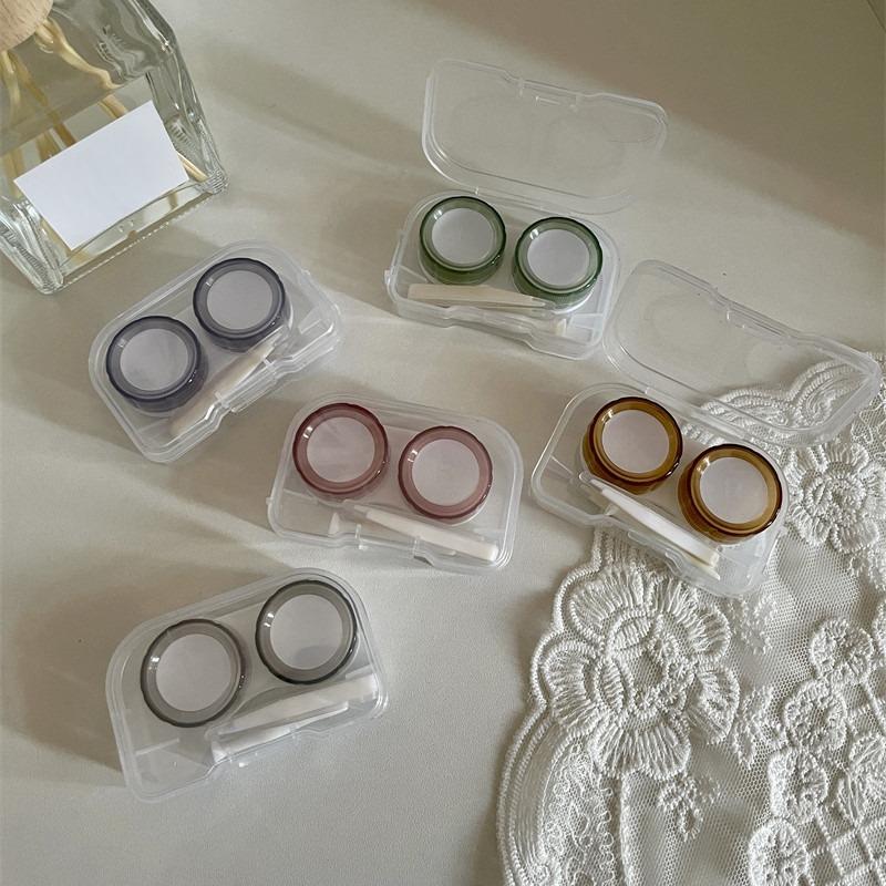 Vintage Contact Lens Case with Tweezer Mini Cute Eyes Care Contact Lenses Container Box Travel Kit Eyewear Accessories Organizer