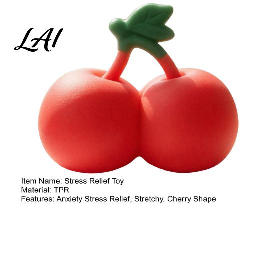Realistic Food Toy Cherry Stress Relief Toy Giant Squeeze Fidget Fake Fruit Soft Stretchy Simulation Sensory for Anxiety