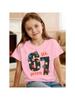 Girls Cute Star Pattern Number 67 Print Short Sleeve Tee Breathable Cotton Perfect for Birthday  Daily Outfitsdf0045