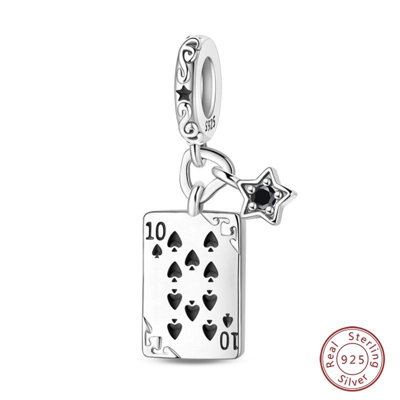 S925 Silver Pumpkin Cat Playing Card Graduation Bear Ring Seahorse 3mm Charms Beads Design DIY Fine Jewelry