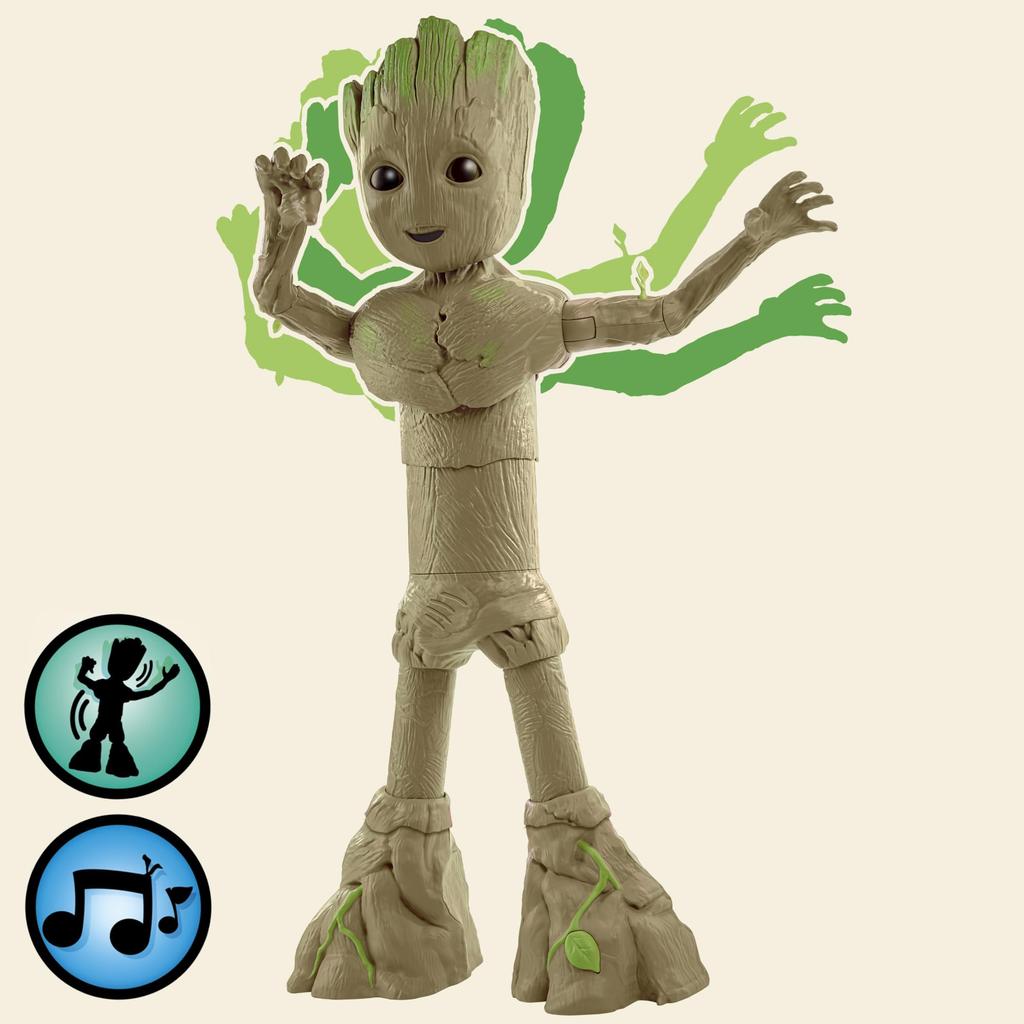 Marvel I Am Groot Groove & Glow Groot, 13.5-inch (34.3cm) Interactive Action Figure with Music & Sound, Superhero Toy, Ages 4+, F8027, Authentic