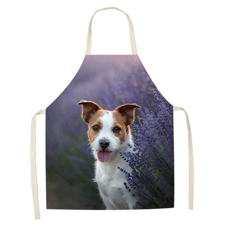 Милый фартук с принтом собаки, кухонный фартук, льняной фартук без рукавов для уборки дома, фартук от пятен, аксессуары для приготовления пищи, выпечки, 47X38 см, 68X55 см