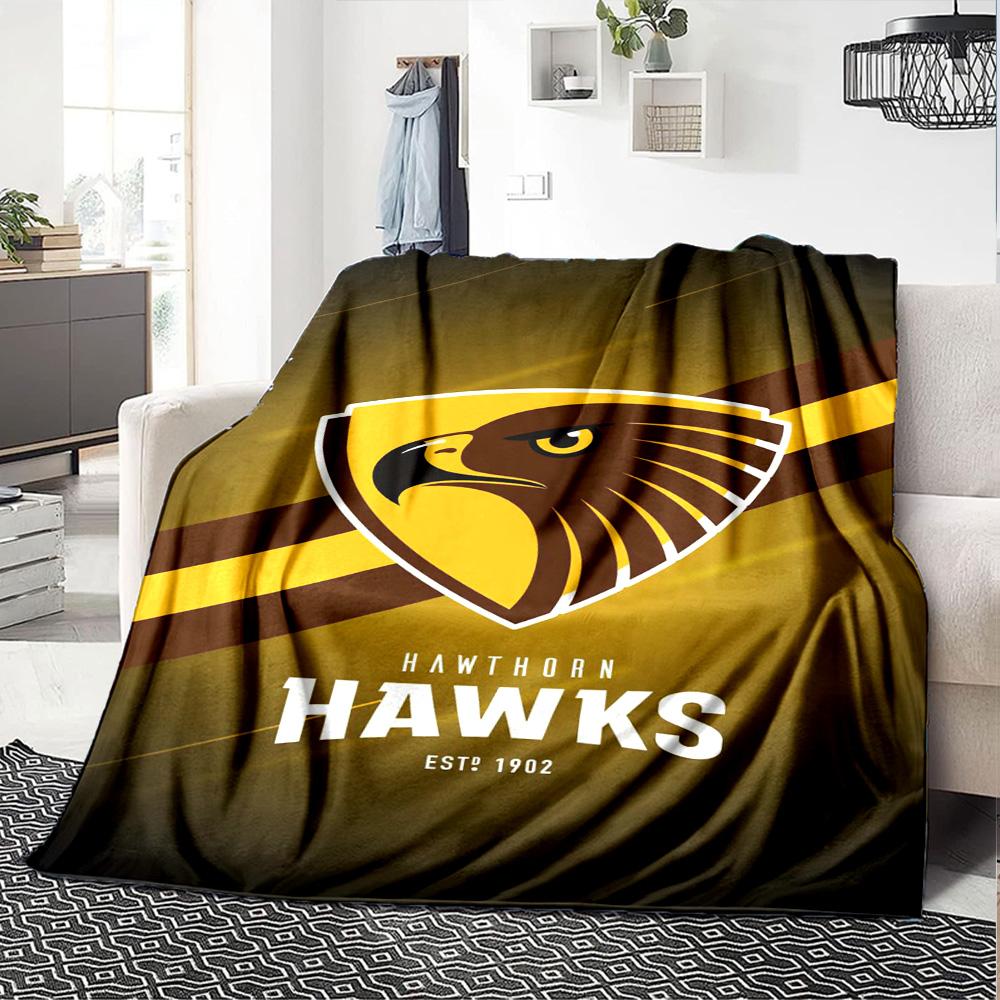 Hawthorn Hawks Print Flannel Blanket High Quality Warm Comfortable Cover for All Seasons Perfect for Gifts Home Decor