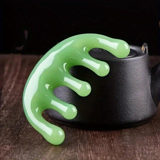 Расческа для акупунктуры головы с большими зубьями, зеленая, с 5 зубьями, для меридианного массажа, инструмент для массажа головы с большими зубьями, полукруглая расческа с 5 лапками