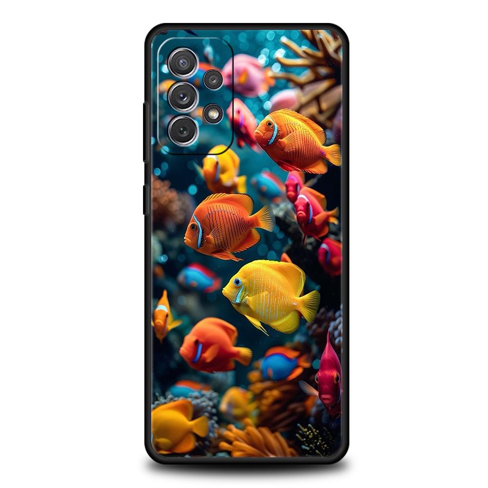 Чехол для телефона Samsung A15 A13 A35 A55 A51 A71 A41 A31 A21S A03S A05 A17 A23 A25 A33 A53 A73 5G A07 4G Обложка Мультяшная Милая Рыбка
