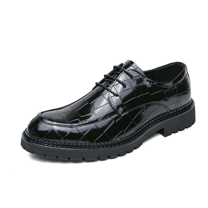 Business shoes British casual shoes Increase leather shoes Korean version breathable lace-up hair stylist men's shoes