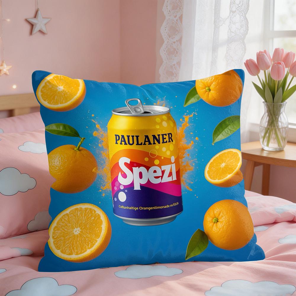 PPaulaner SSpezi Logo Cushion Cover Square Short Plush Pillow Case Living Room Sofa Home Decor Funda X