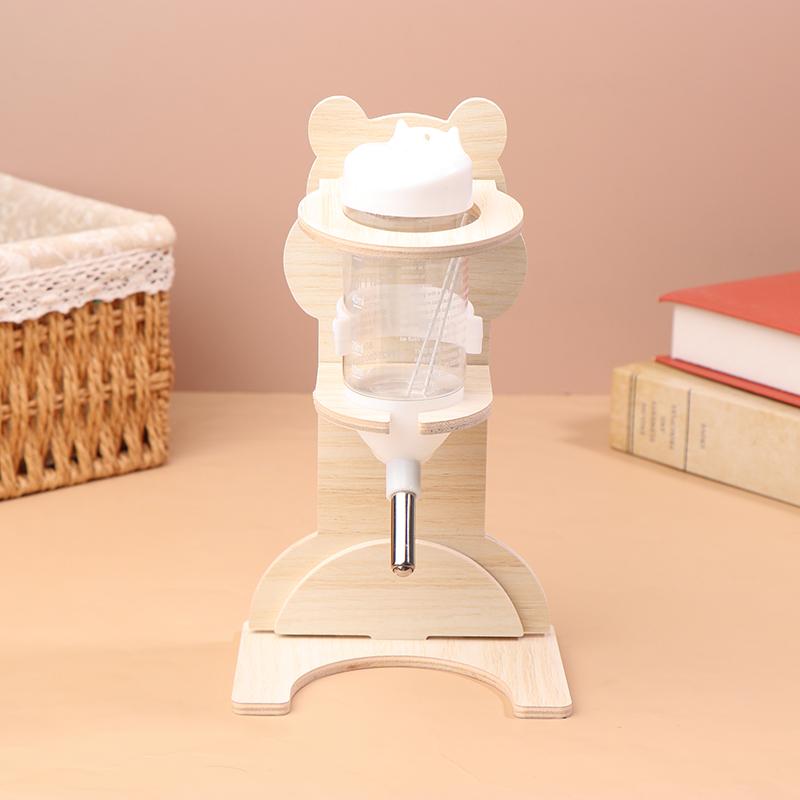 Набор из 2 шт. Подставка для шара для хомяка и бутылки для воды, вертикальный держатель для бутылки для воды из массива дерева, ветка с цветами, диспенсер для воды для мыши