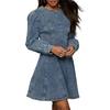Women's Denim Dress Long Sleeve Bodycon Mini Jean Dress Casual Ruffle Hem Dress