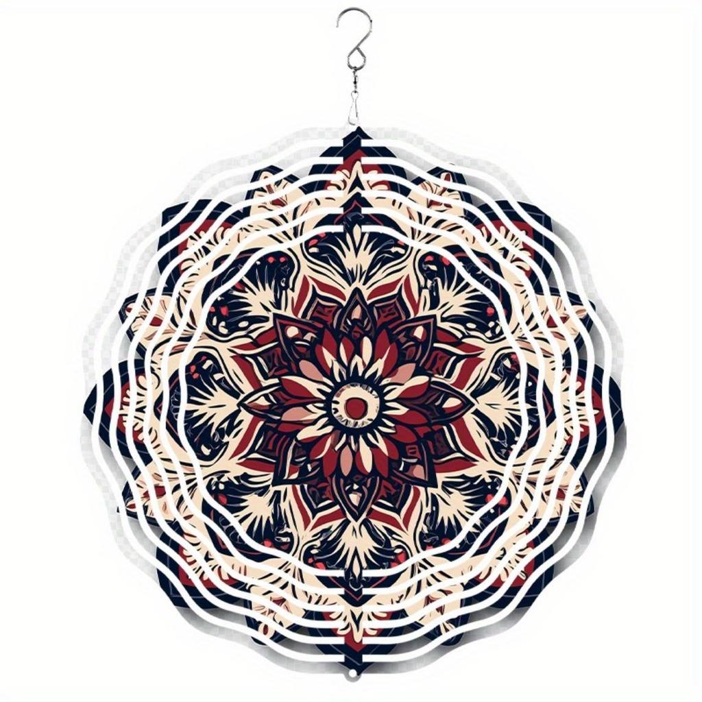 10 Inch Mandala Wind Spinner Metal Art Decor with 360 Hook Vibrant Floral Patterns for Garden Balcony Patio Outdoor Hanging Ornament