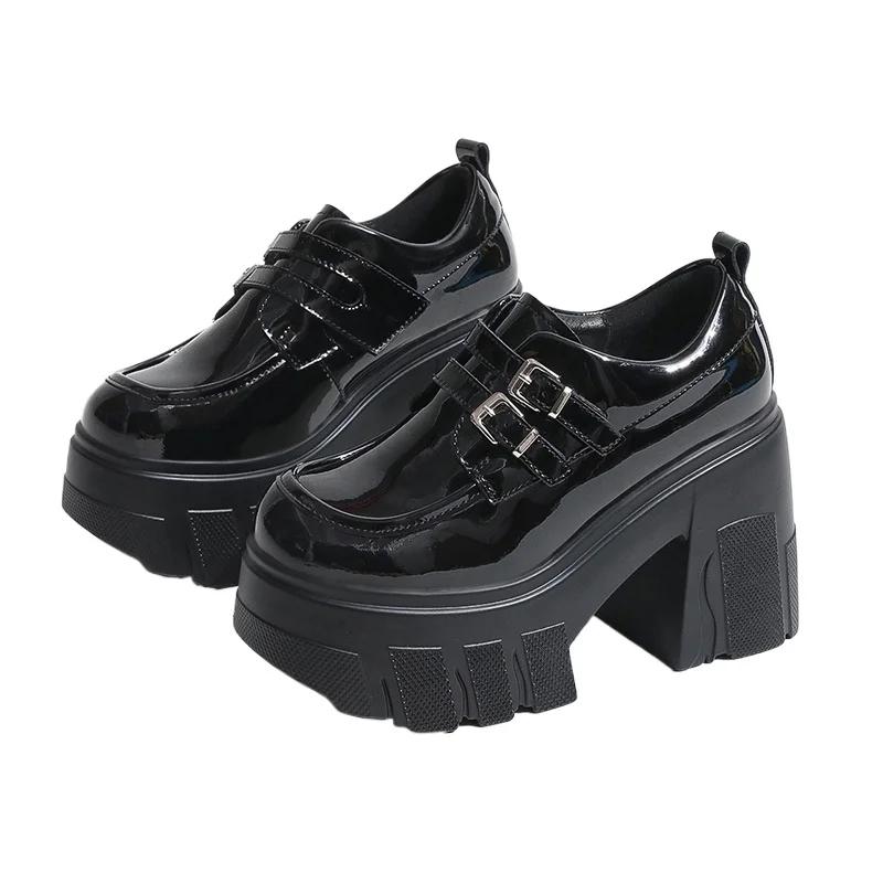 Fashion Spring and Autumn New Women's Shoes 2024 High Quality Fashion Solid Color Round Toe Thick Heel Buckle Women's High Heels