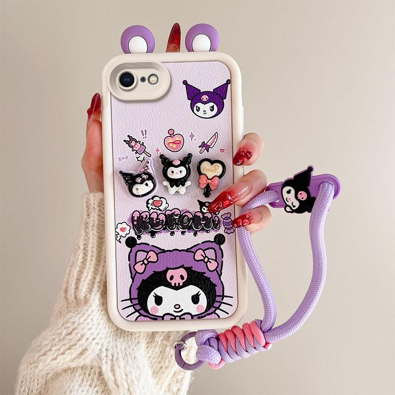 KEYSION Чехол с милым 3D-мультяшным ушком для iPhone SE 2020 2022 с браслетом, силиконовый противоударный чехол для iPhone 8 7 6s Plus