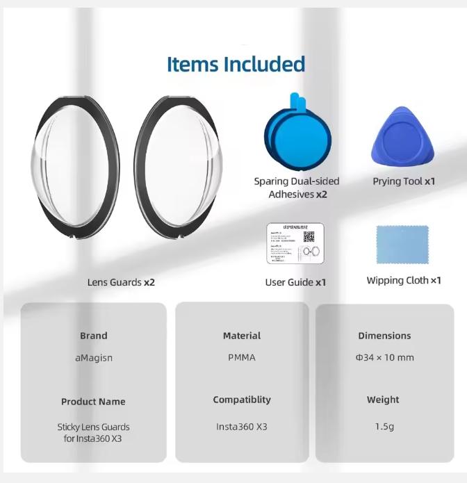Для Insta360 X3 Sticky Lens Guards Dual-Lens 360 Mod для Insta 360 X3 Protector Accessories New