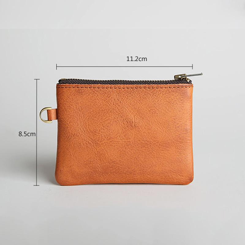 Кошелек ручной работы из кожи для мелочи, мини-кошелек для мелочи, винтажная сумка для ключей и монет на молнии