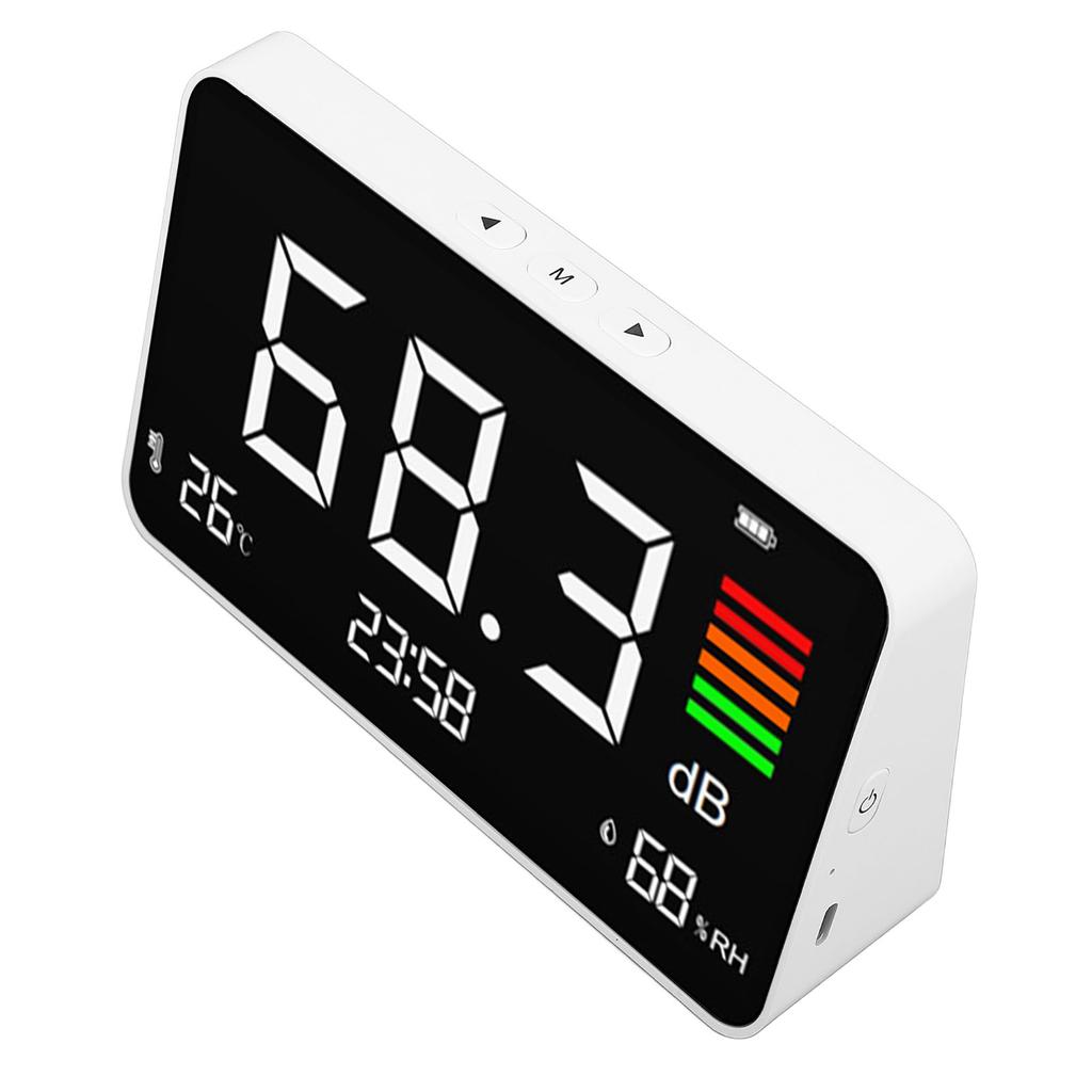 Цифровой децибелметр настольный измеритель уровня звука 30130 дБА с датчиком температуры и влажности для дома